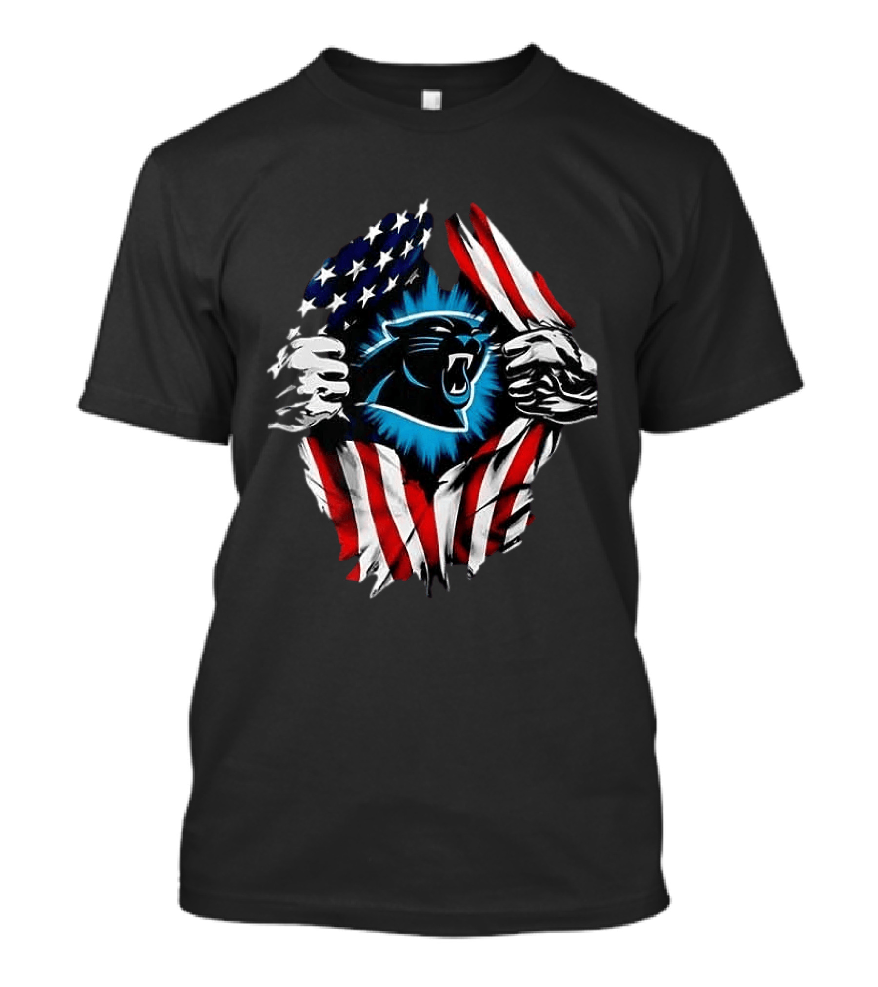 Carolina Panthers Super Man Skull Cap Backwards American Flag Panthers T-Shirt