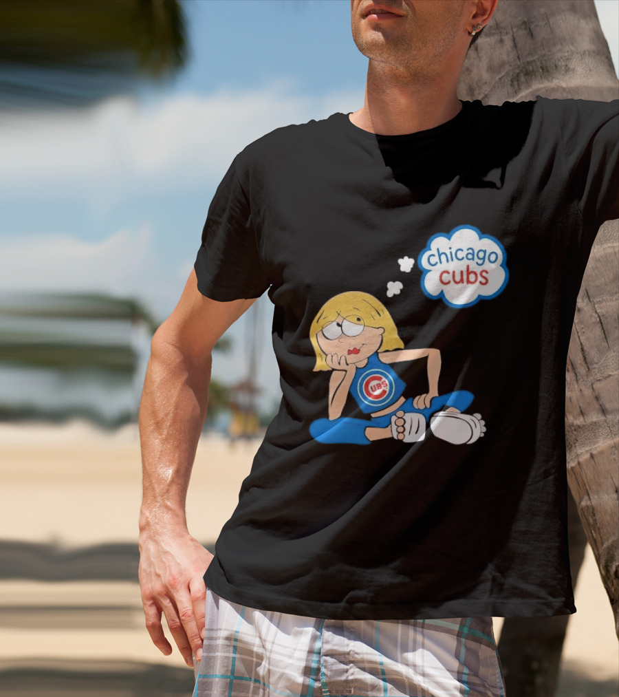 Chicago Cubs MLB Blonde Cartoon Girl Sitting Thought Bubble T-Shirt