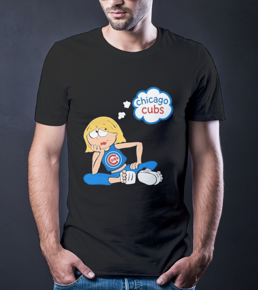 Chicago Cubs MLB Blonde Cartoon Girl Sitting Thought Bubble T-Shirt