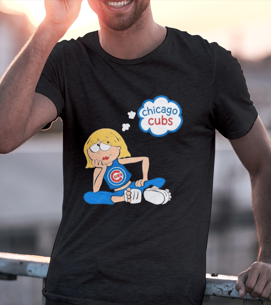 Chicago Cubs MLB Blonde Cartoon Girl Sitting Thought Bubble T-Shirt