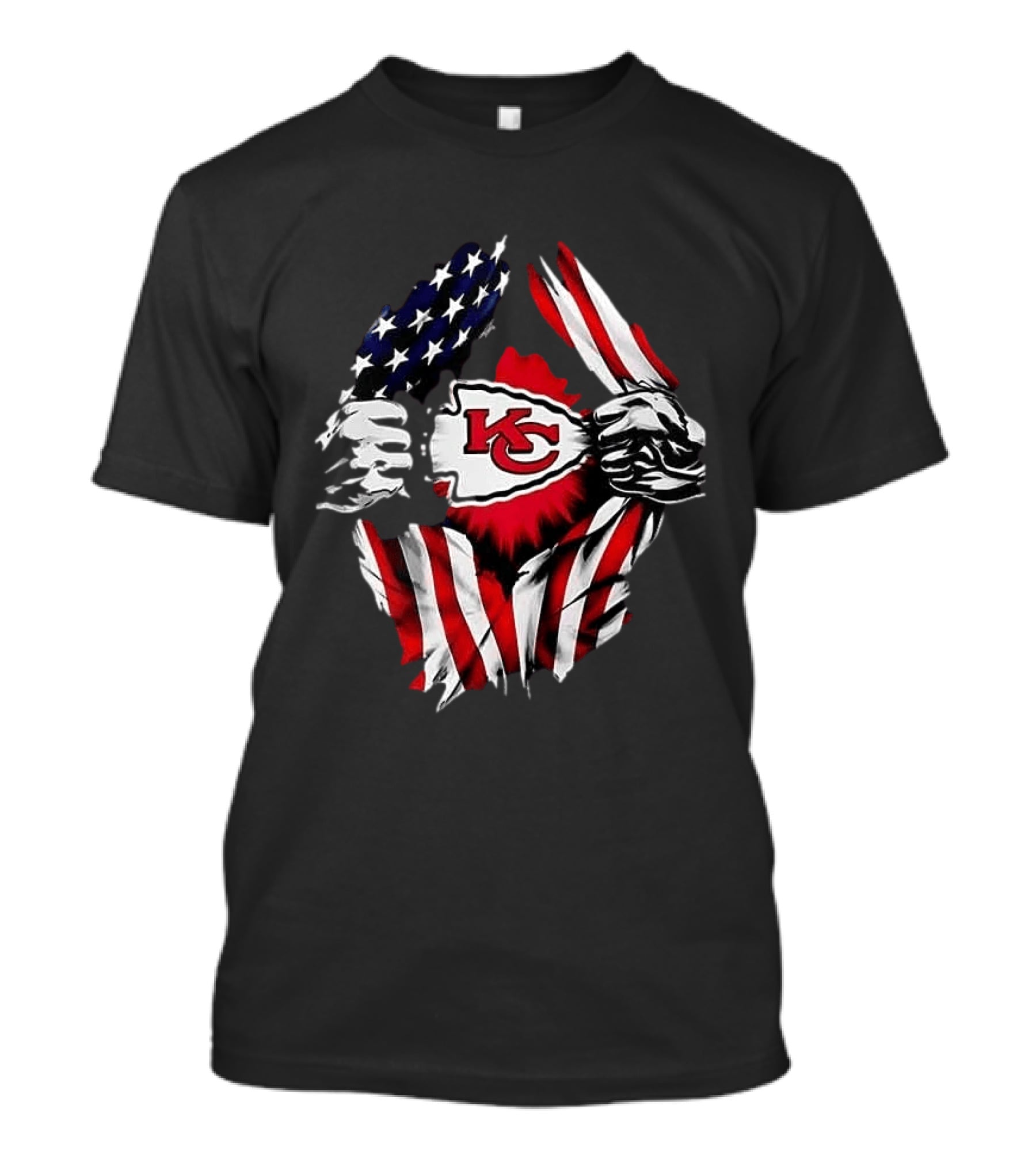 Kansas City Chiefs Superman American Flag Ripped T-Shirt
