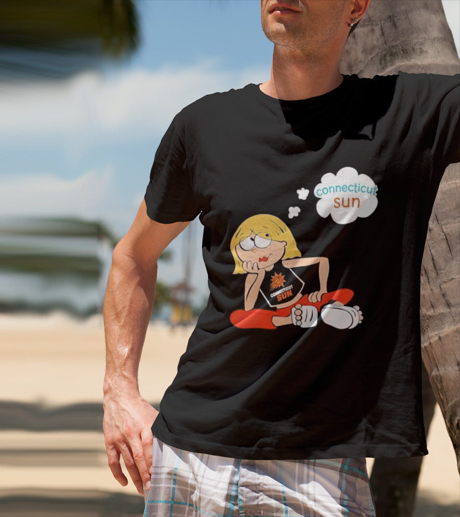 Connecticut Sun WNBA Cartoon Blonde Girl Thought Bubble T-Shirt