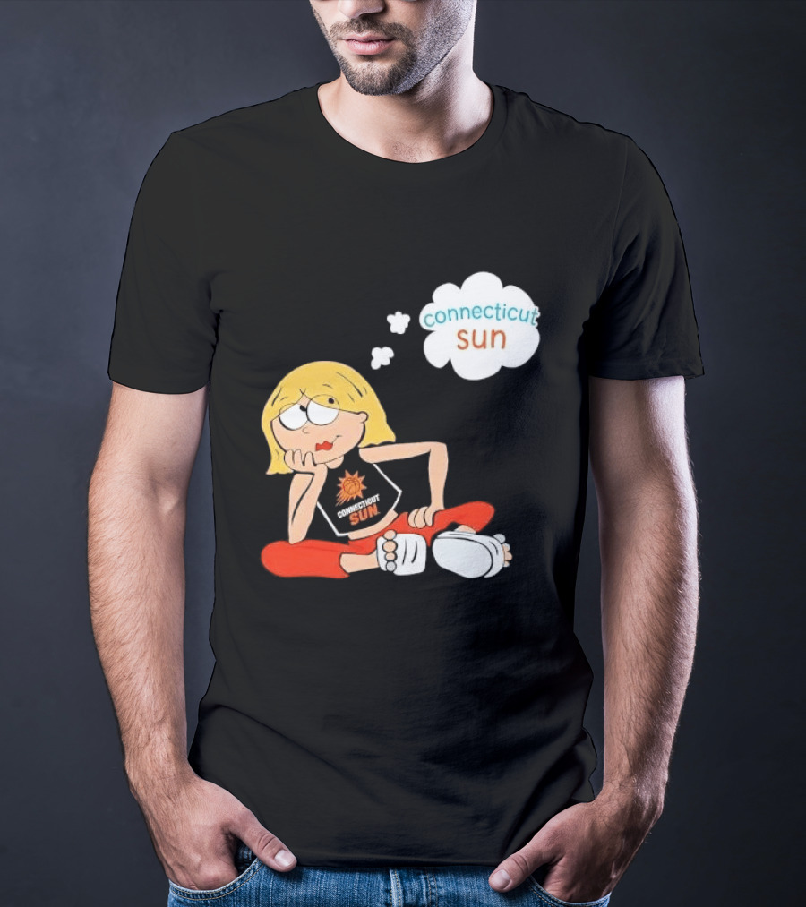 Connecticut Sun WNBA Cartoon Blonde Girl Thought Bubble T-Shirt