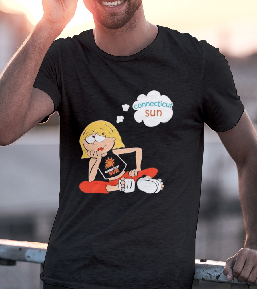 Connecticut Sun WNBA Cartoon Blonde Girl Thought Bubble T-Shirt