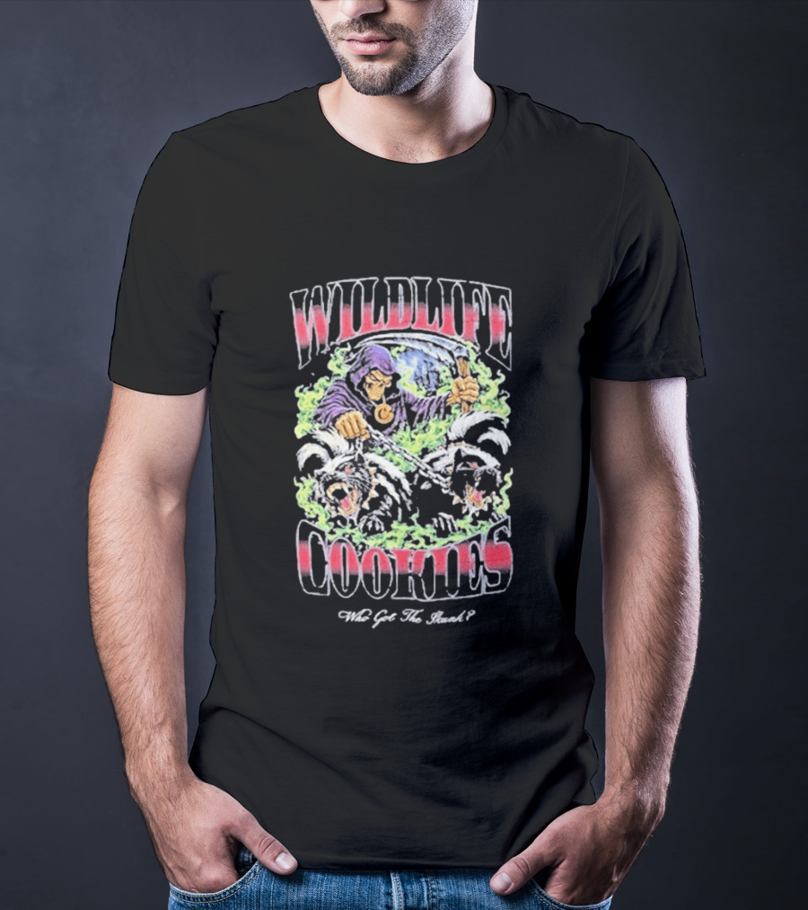 Wildlife Cookies Who Got The Skunk Character And Skulls T-Shirt