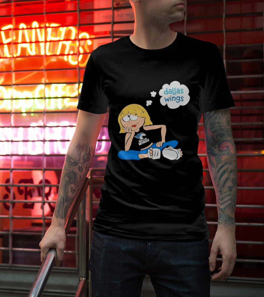 Dallas Wings WNBA Cartoon Blonde Girl Daydreaming Thought Bubble T-Shirt