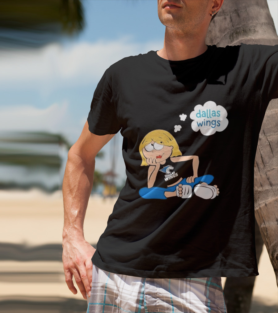 Dallas Wings WNBA Cartoon Blonde Girl Daydreaming Thought Bubble T-Shirt