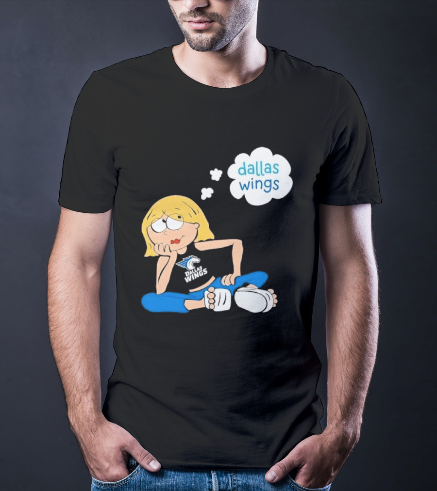 Dallas Wings WNBA Cartoon Blonde Girl Daydreaming Thought Bubble T-Shirt