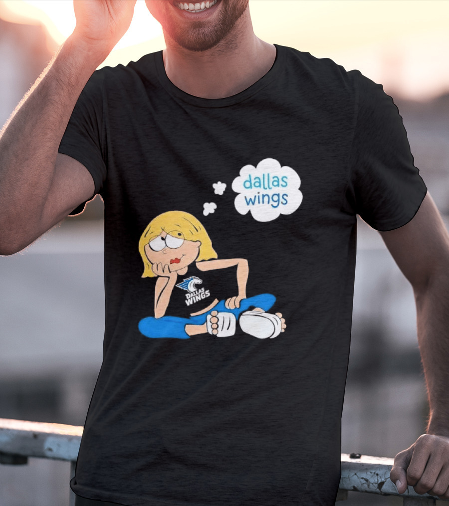 Dallas Wings WNBA Cartoon Blonde Girl Daydreaming Thought Bubble T-Shirt