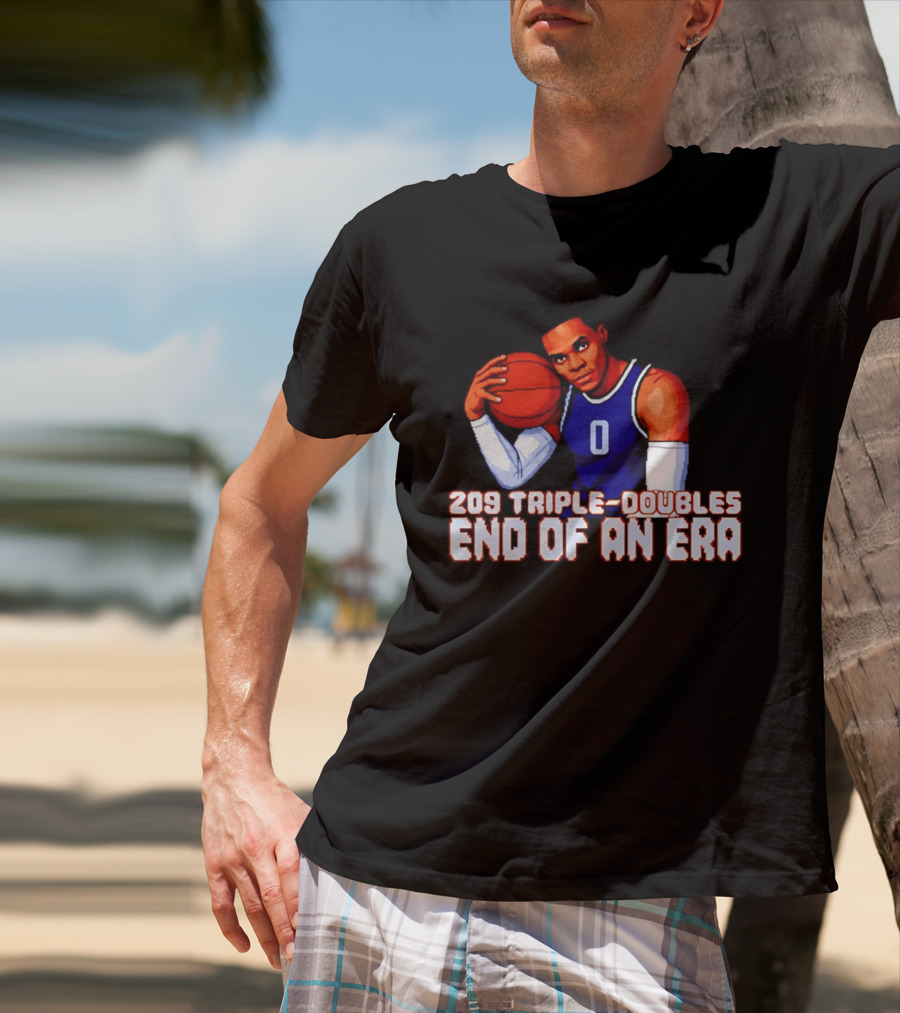 Russell Westbrook 209 Triple Doubles End Of An Era Basketball Legend Pixel T-Shirt