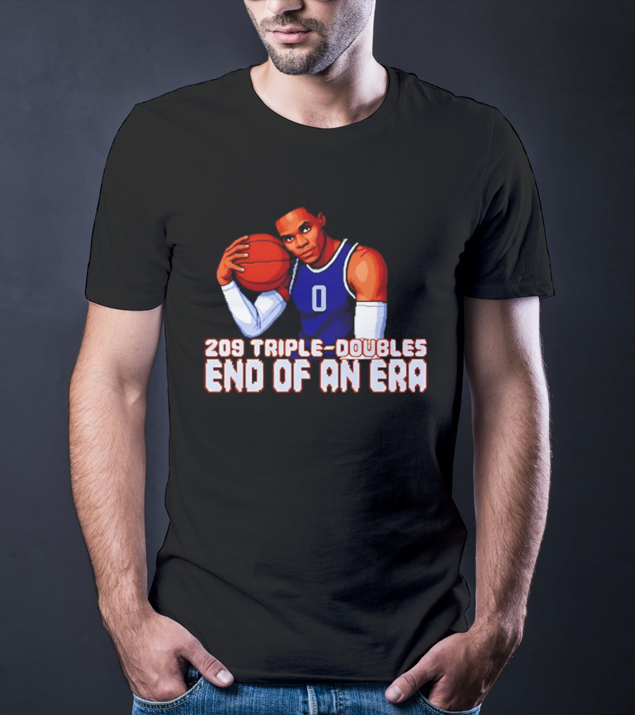 Russell Westbrook 209 Triple Doubles End Of An Era Basketball Legend Pixel T-Shirt