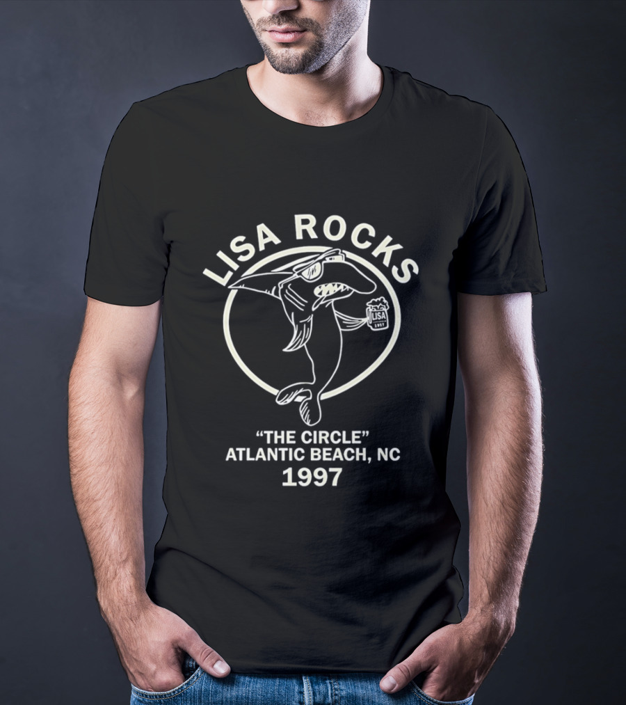 Lisa Rocks The Circle Atlantic Beach NC 1997 Shark T-Shirt