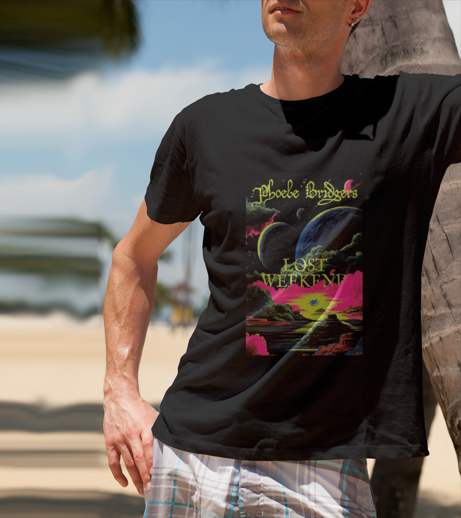 Phoebe Bridgers Lost Weekend 2026 Cosmic Event Planets Clouds Neon T-Shirt