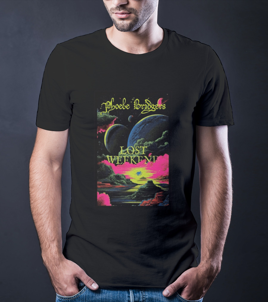 Phoebe Bridgers Lost Weekend 2026 Cosmic Event Planets Clouds Neon T-Shirt