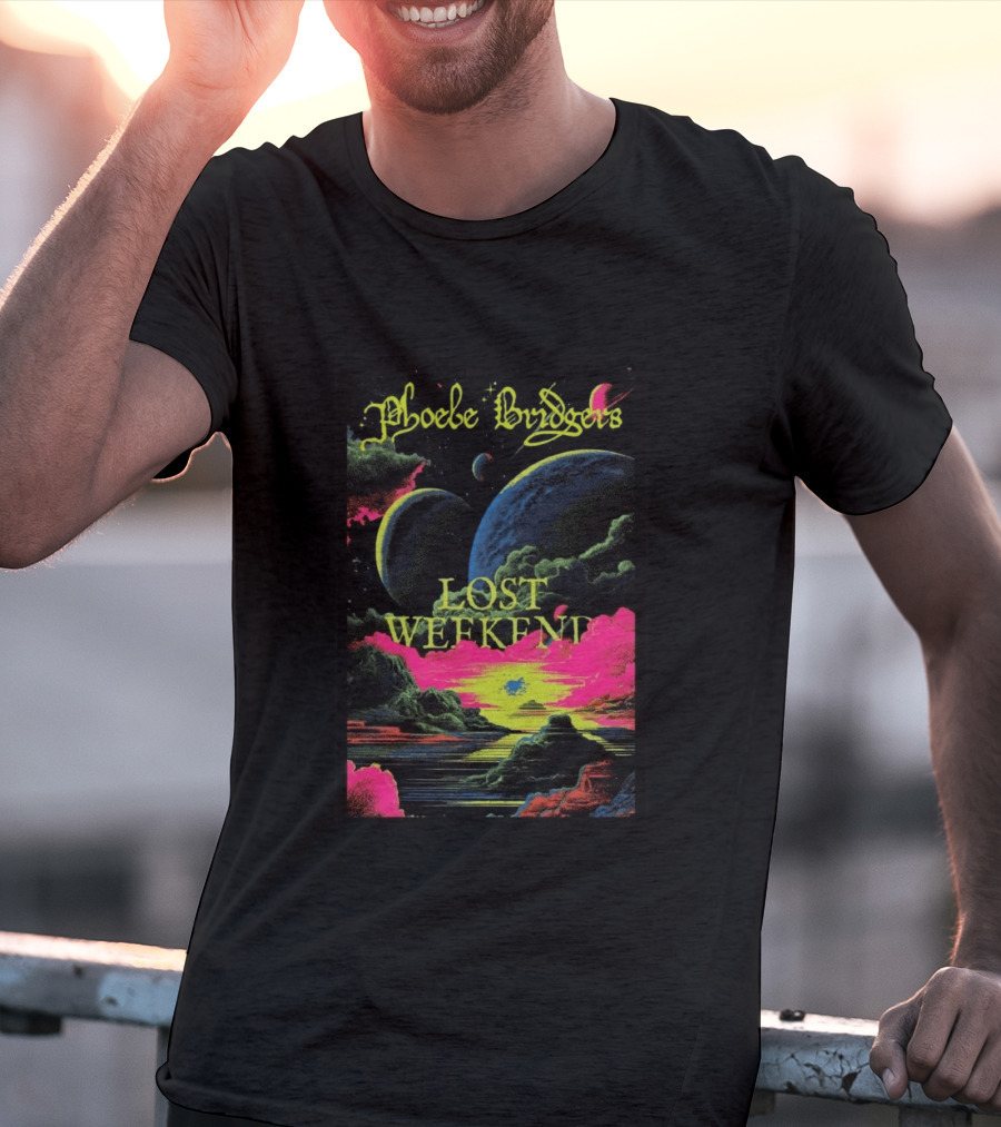 Phoebe Bridgers Lost Weekend 2026 Cosmic Event Planets Clouds Neon T-Shirt
