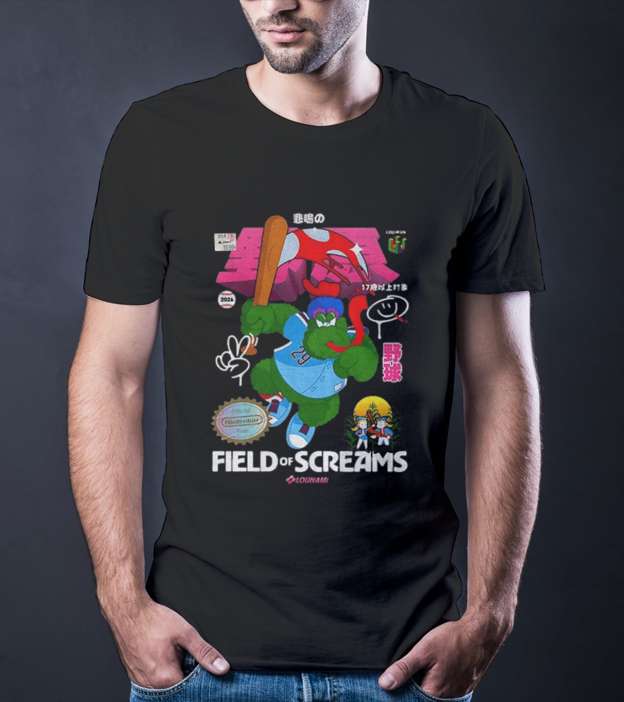 MLB 2026 Phillies Vs Twins Field Of Screams Featuring Konami Nintendo Baseball T-Shirt