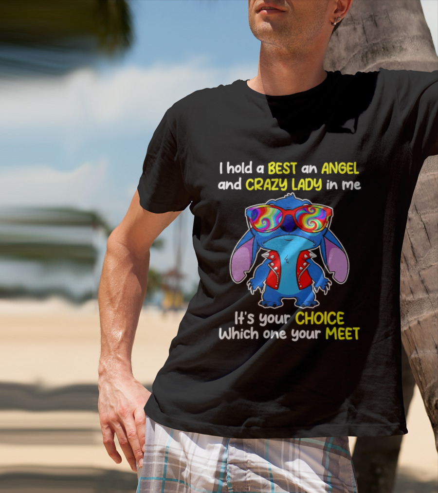 Stitch Disney Best Angel Crazy Lady Choice Meet T-Shirt