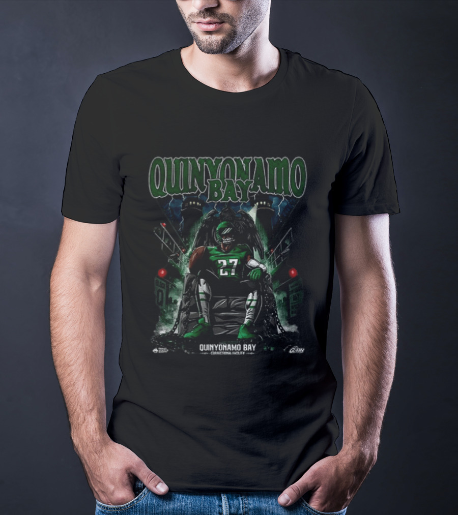 Quinyonamo Bay Philadelphia Eagles 27 Football Player Correctional Facility Mockup T-Shirt