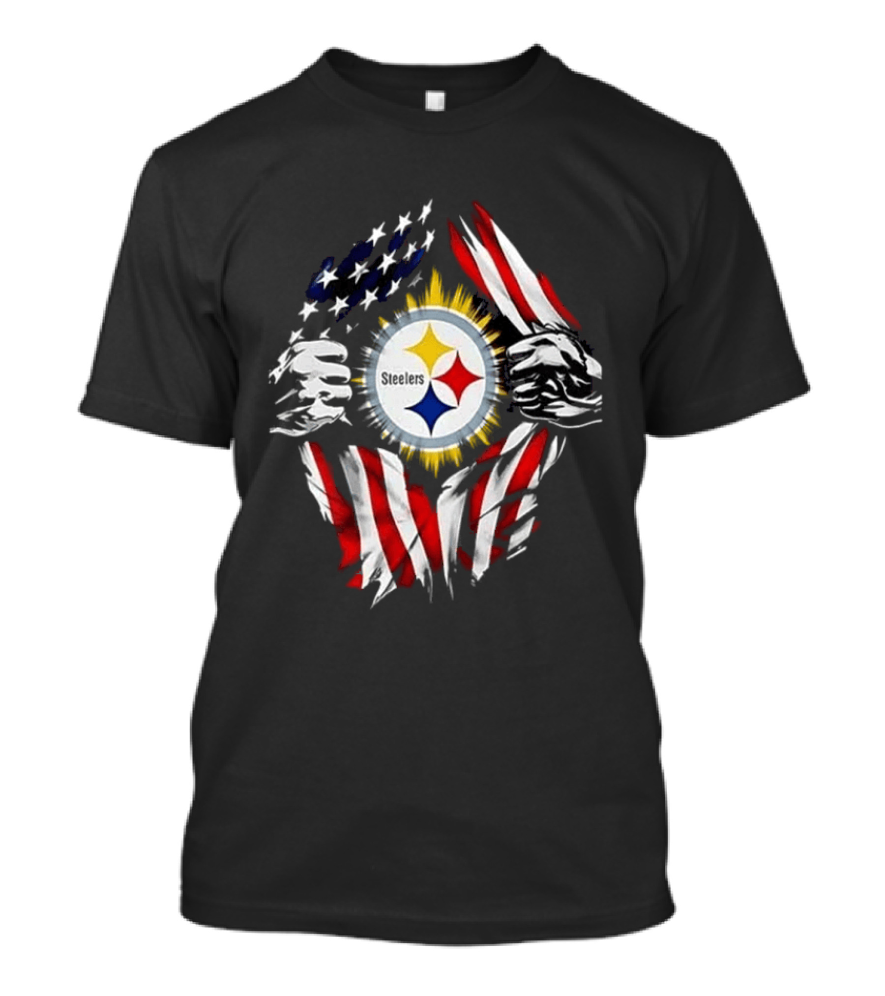 Pittsburgh Steelers Superman Skull Cap USA Flag T-Shirt