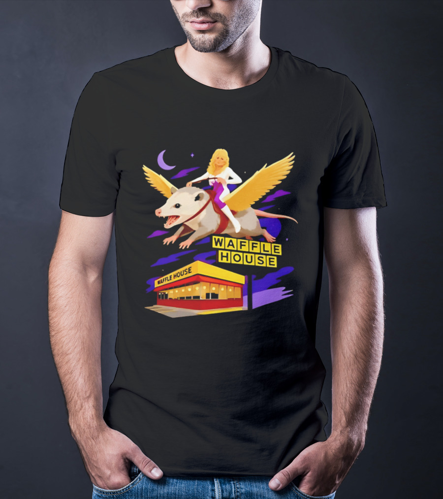 Waffle House Dolly Parton Flying Opossum Adventure T-Shirt