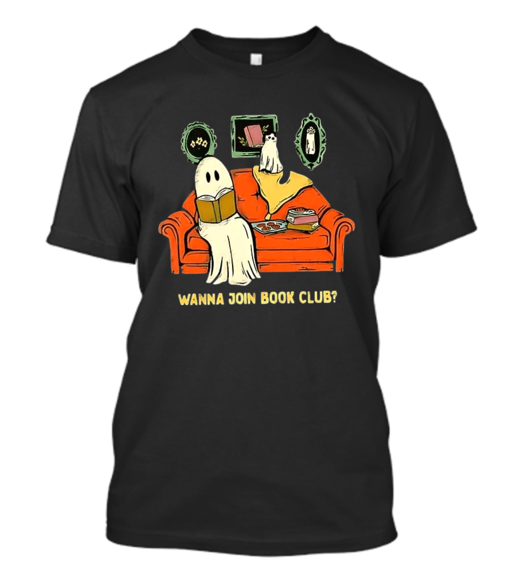 Wanna Join Book Club Ghost Cat Spooky Halloween Cookies T-Shirt
