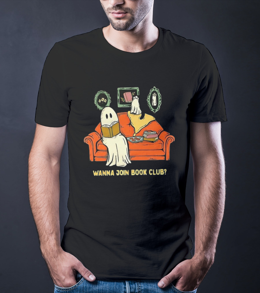 Wanna Join Book Club Ghost Cat Spooky Halloween Cookies T-Shirt