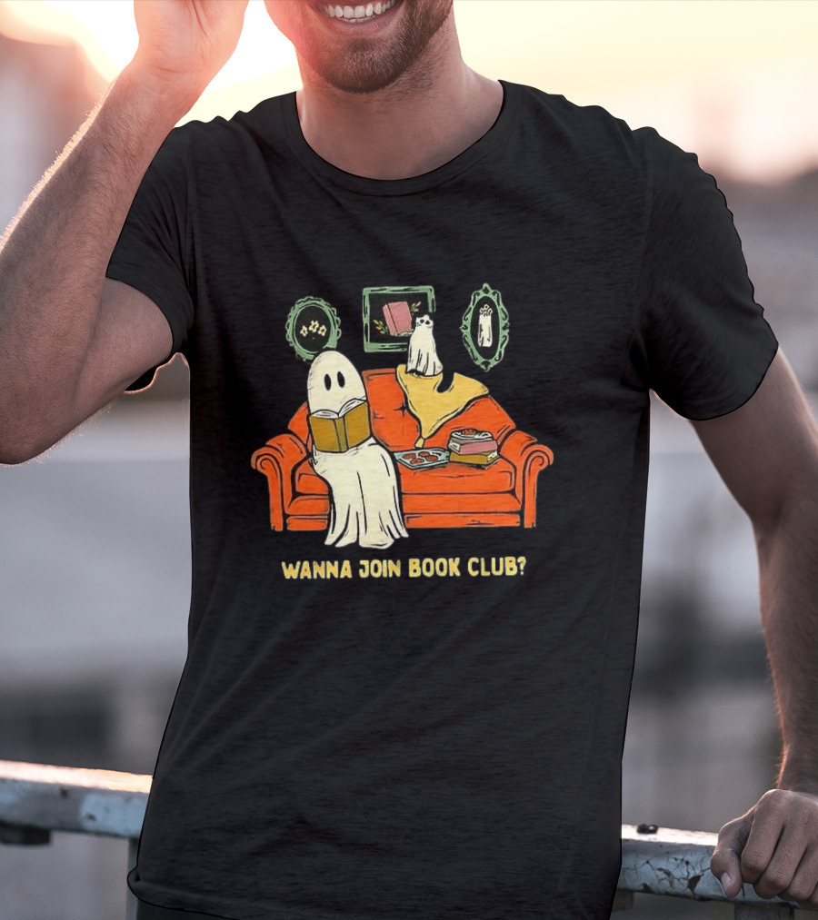 Wanna Join Book Club Ghost Cat Spooky Halloween Cookies T-Shirt