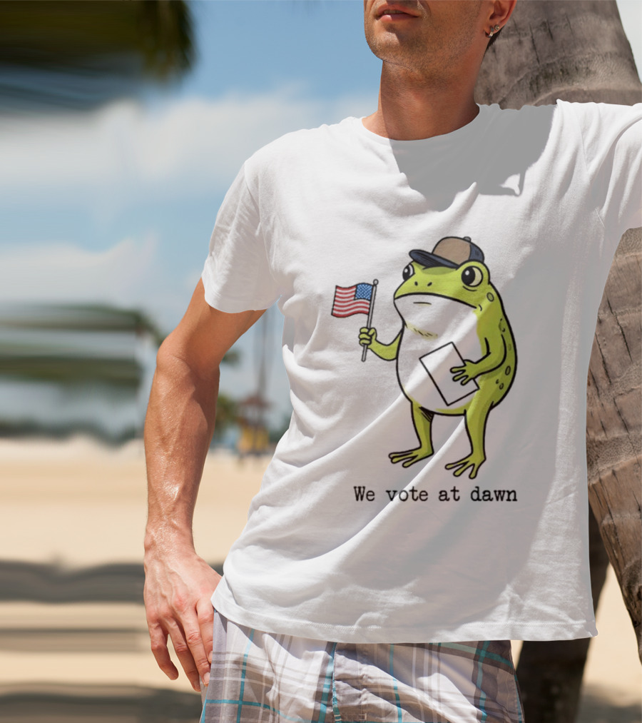 American Frog With Flag We Vote At Dawn T-Shirt