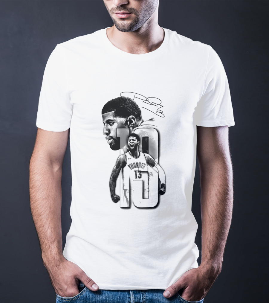 Paul George Oklahoma City Thunder Basketball Player Sketch T-Shirt