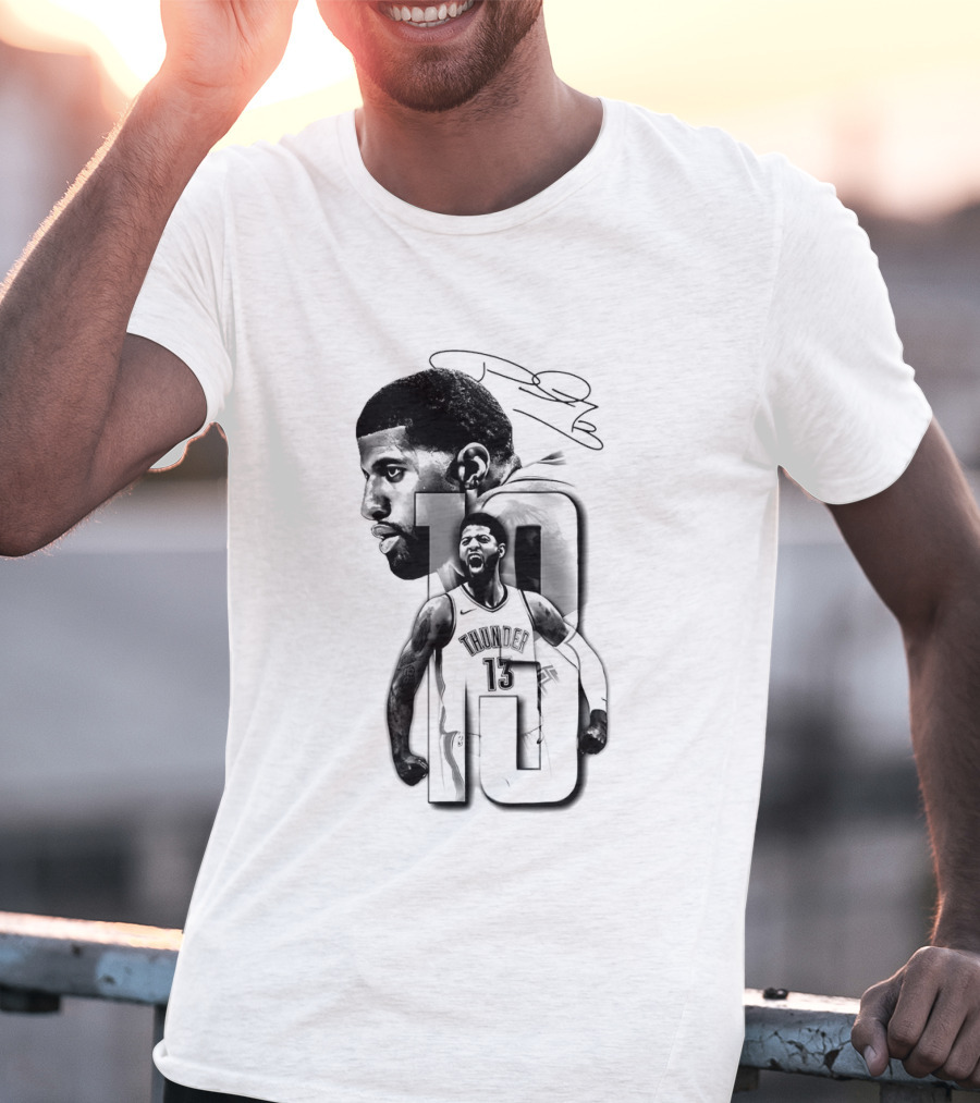 Paul George Oklahoma City Thunder Basketball Player Sketch T-Shirt