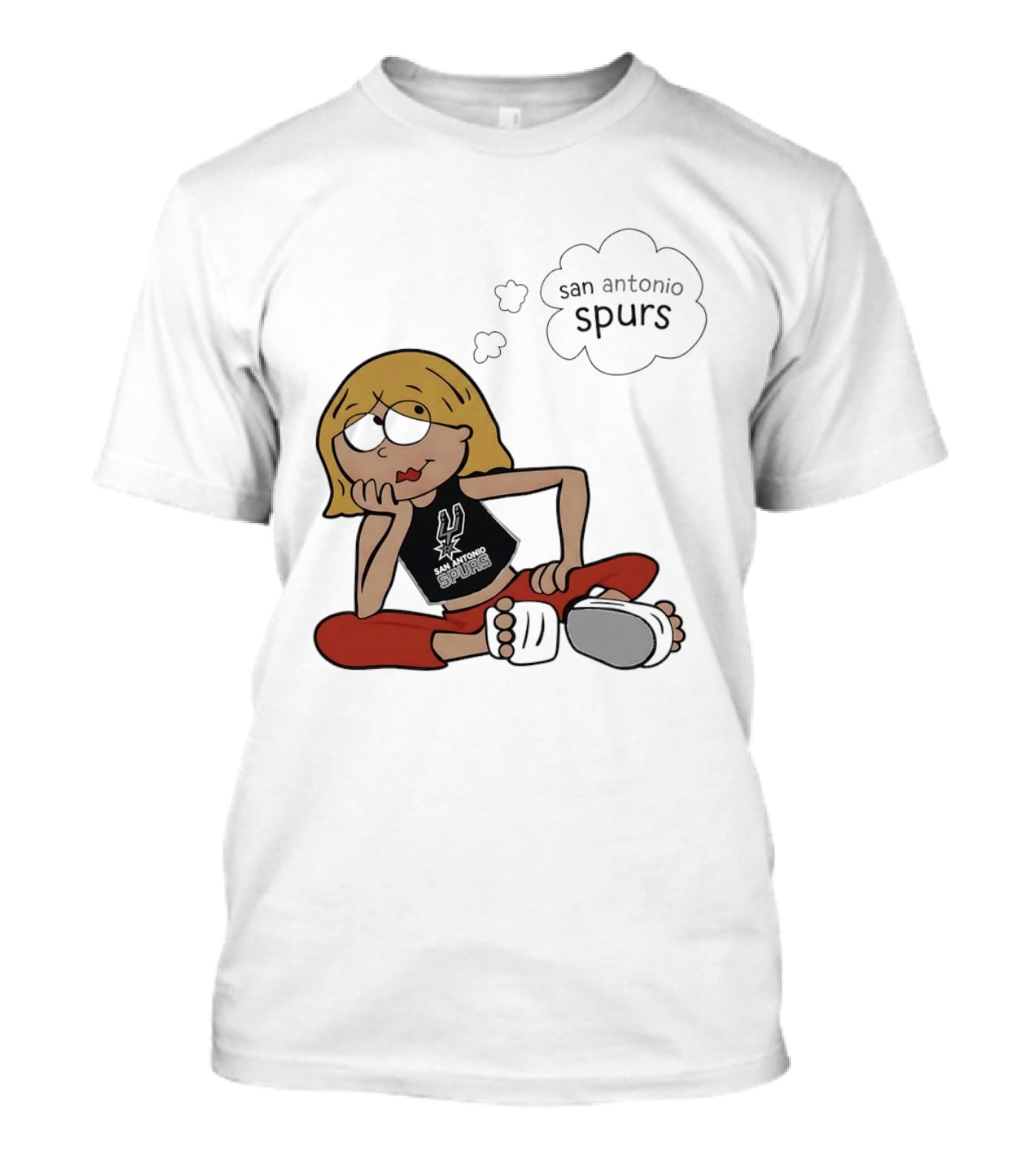 San Antonio Spurs Cartoon Blonde Girl Thought Bubble Daydreaming T-Shirt