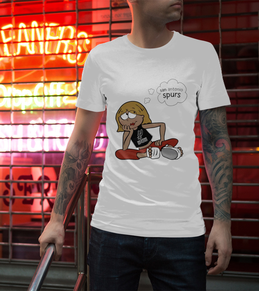 San Antonio Spurs Cartoon Blonde Girl Thought Bubble Daydreaming T-Shirt