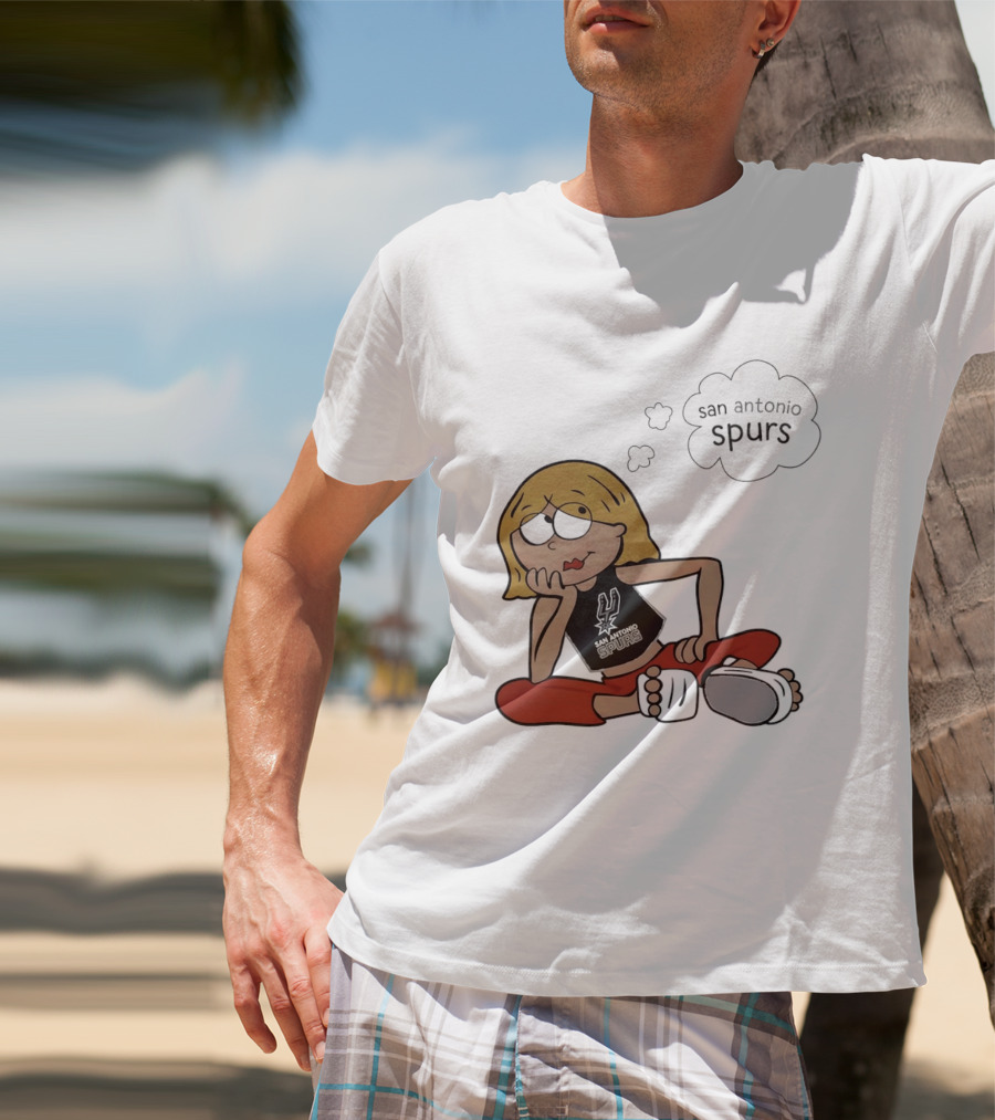 San Antonio Spurs Cartoon Blonde Girl Thought Bubble Daydreaming T-Shirt