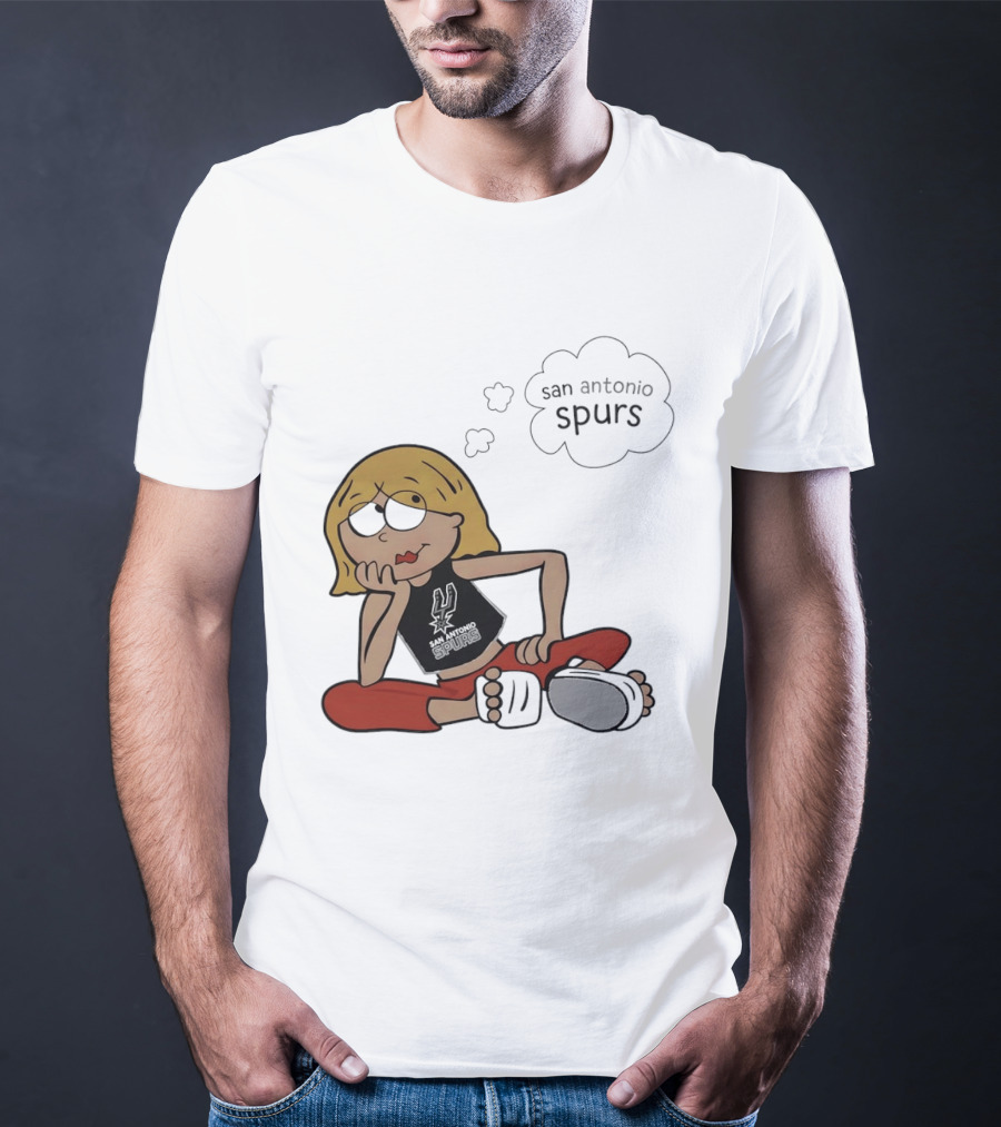 San Antonio Spurs Cartoon Blonde Girl Thought Bubble Daydreaming T-Shirt