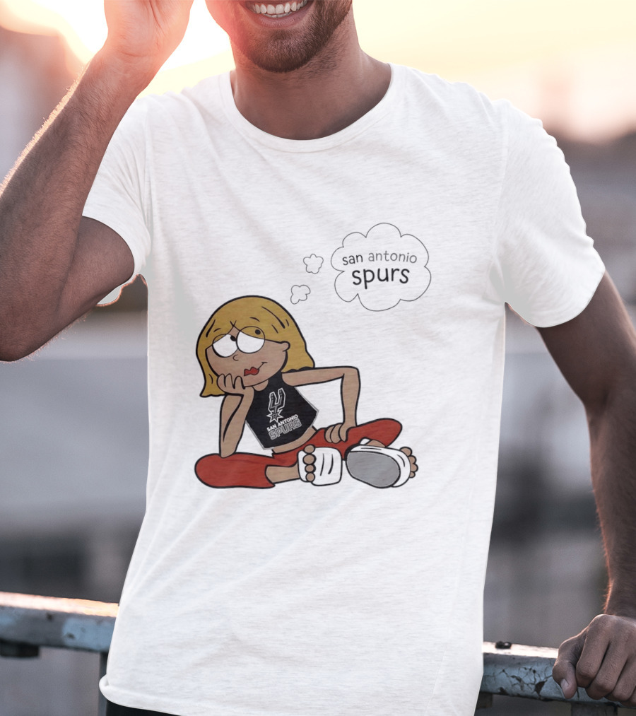 San Antonio Spurs Cartoon Blonde Girl Thought Bubble Daydreaming T-Shirt