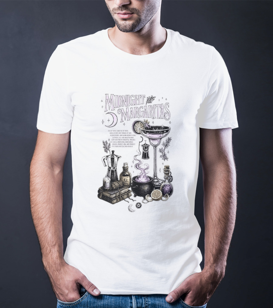 Midnight Margaritas Witchy Cocktail Cauldron Eye Of Newt Toe Of Frog Recipe Potion Essentials T-Shirt