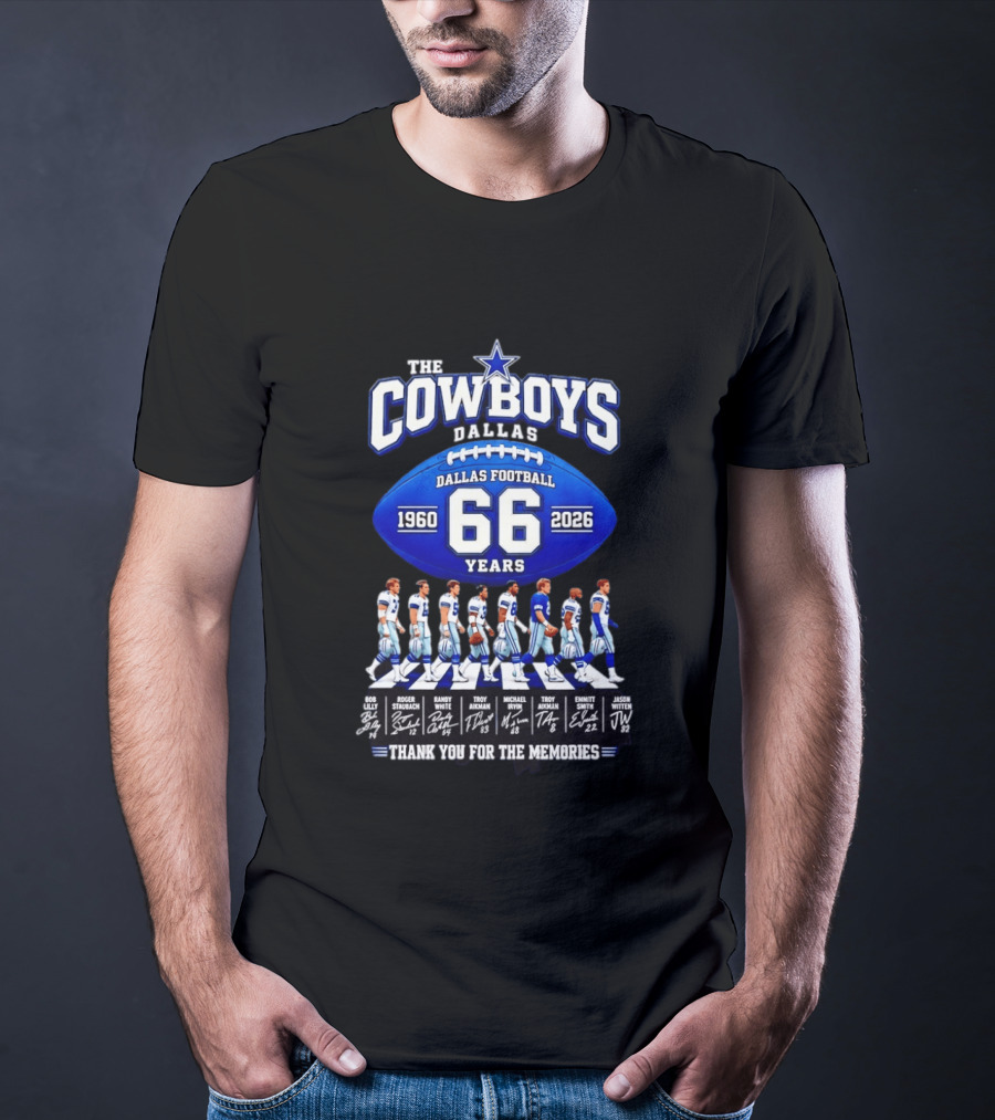 The Cowboys Dallas Football 66 Years 1960 2026 Thank You For The Memories Signatures T-Shirt