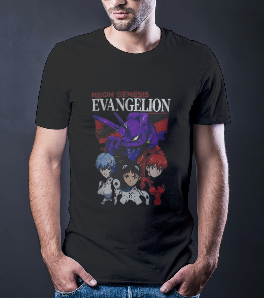Neon Genesis Evangelion Rei Asuka Shinji With Unit 01 T-Shirt