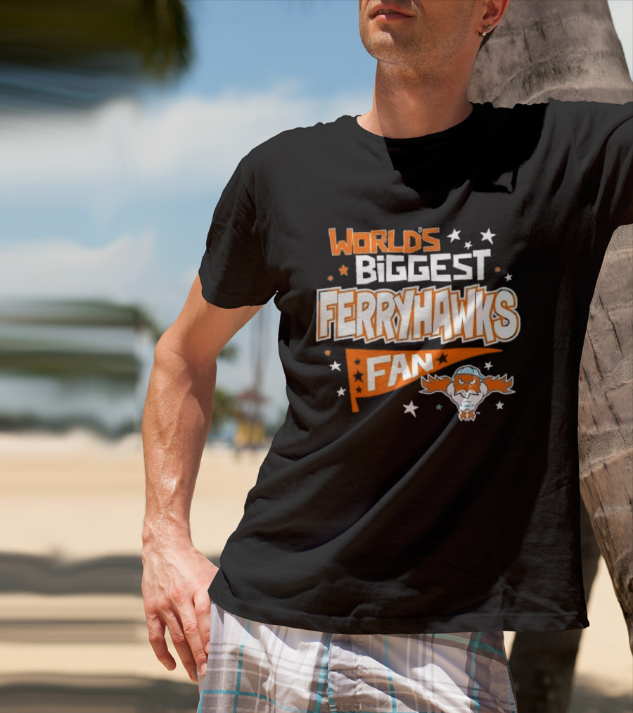 World's Biggest Staten Island Ferryhawks Fan Cartoon Pennant With Stars T-Shirt