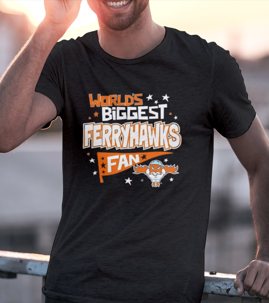 World's Biggest Staten Island Ferryhawks Fan Cartoon Pennant With Stars T-Shirt