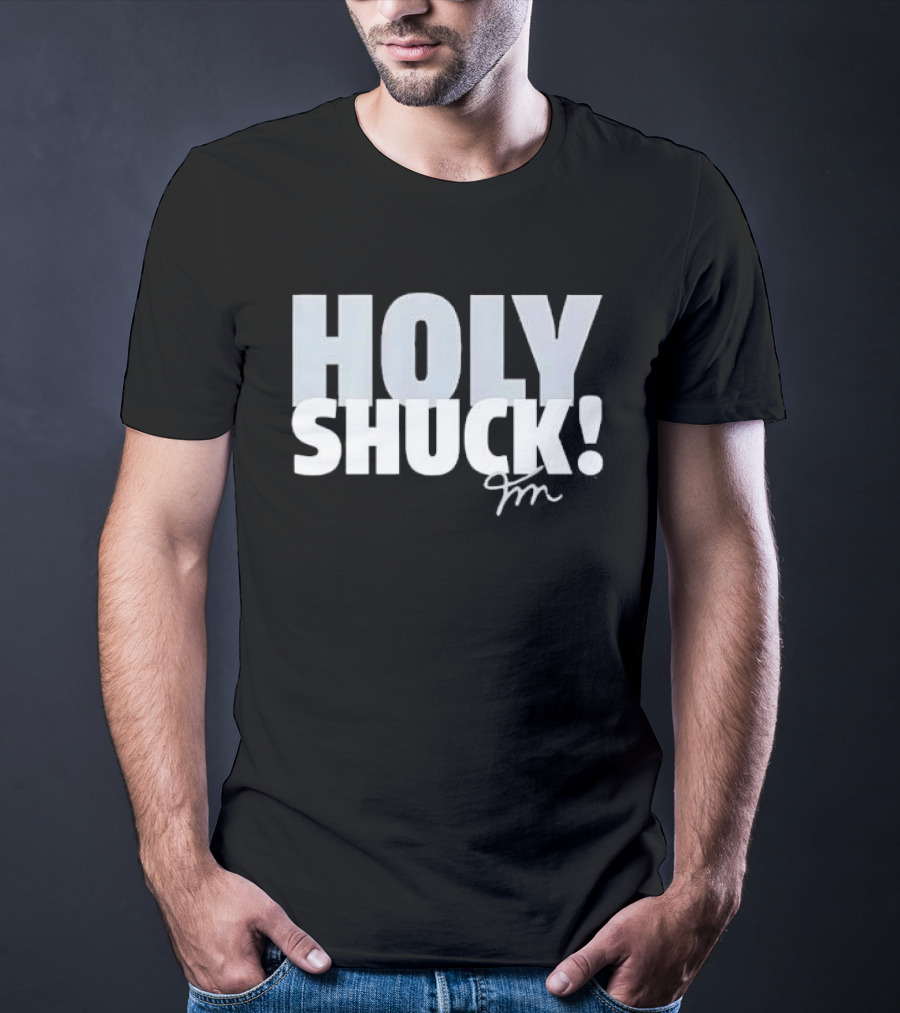 Holy Shuck Overlapping Stacked Cursive Script Signature T-Shirt