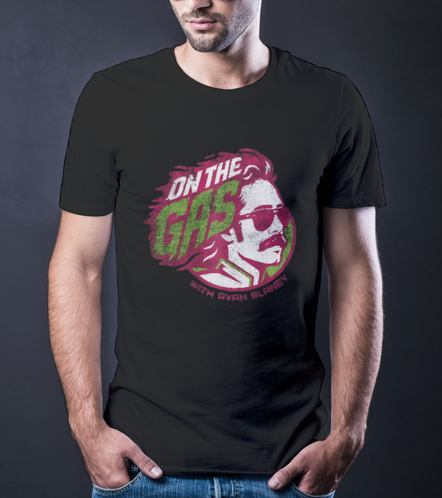 On The Gas With Ryan Blaney Racing Style Retro Hair Sunglasses T-Shirt