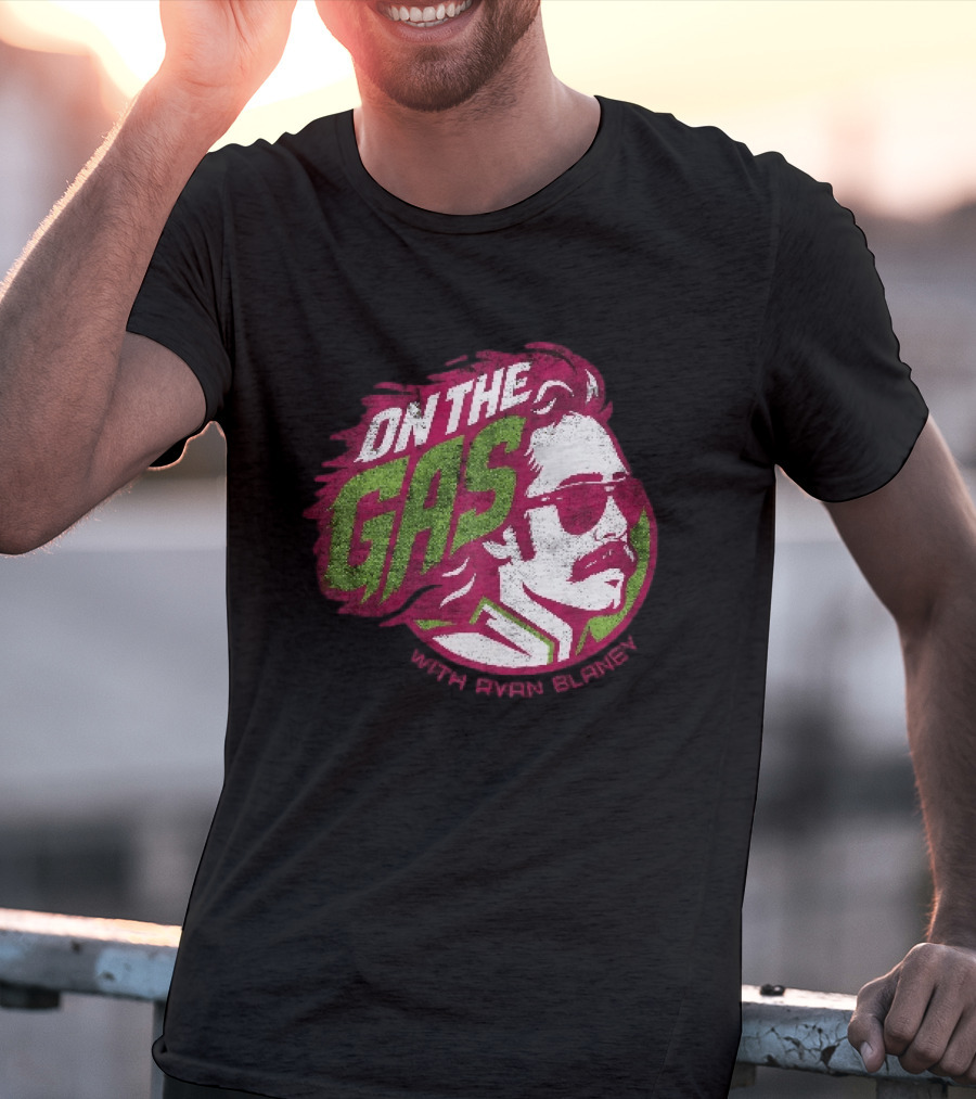 On The Gas With Ryan Blaney Racing Style Retro Hair Sunglasses T-Shirt
