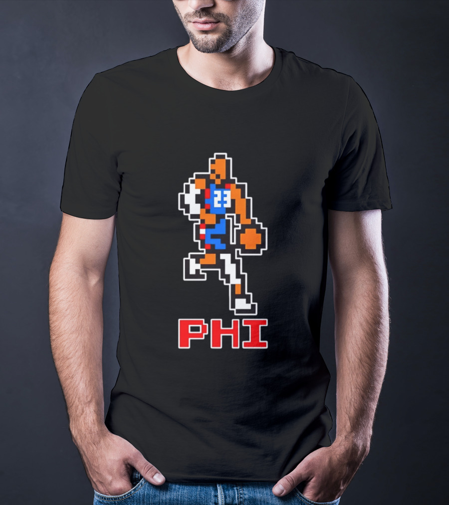Philadelphia 76ers Phi 8 Bit Pixel Basketball Player 23 Dribbling T-Shirt