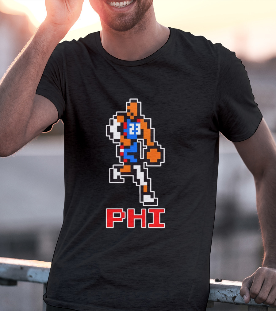 Philadelphia 76ers Phi 8 Bit Pixel Basketball Player 23 Dribbling T-Shirt