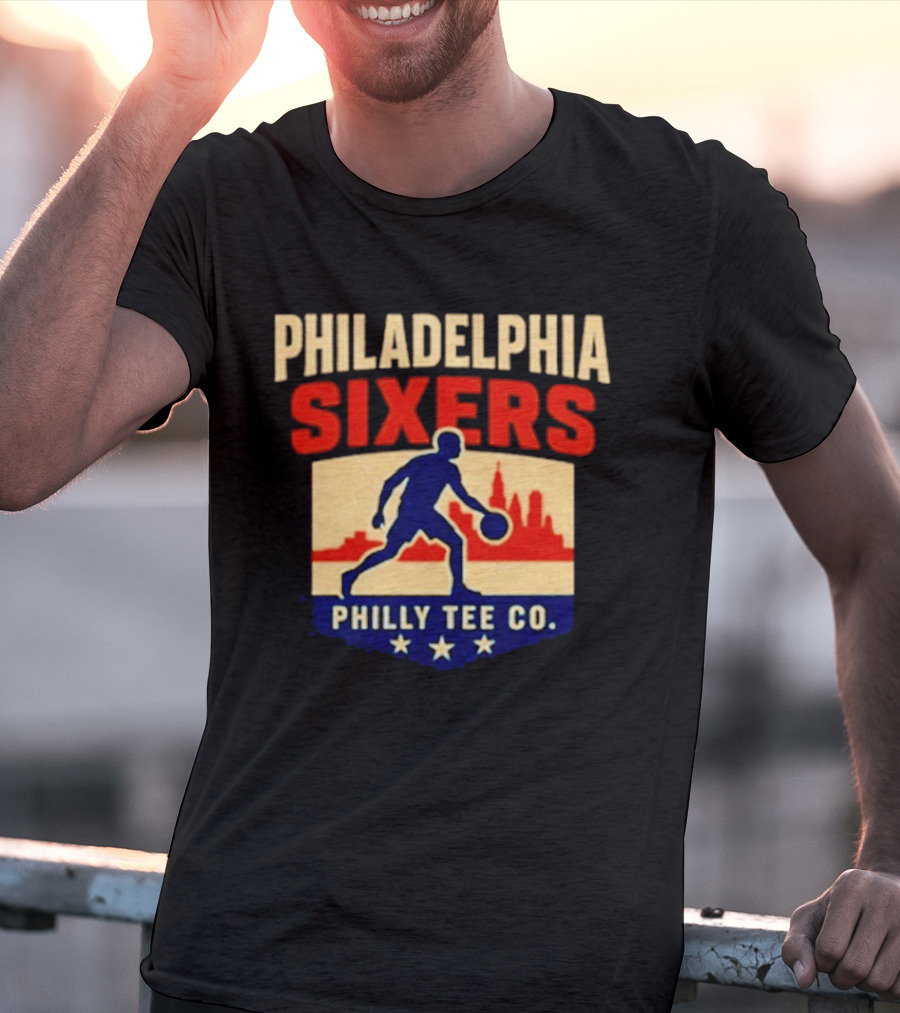 Philadelphia Sixers Dribble Philly Co Retro Skyline T-Shirt