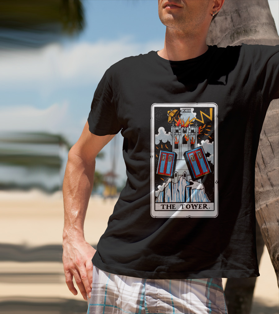Doctor Who TARDIS Tarot Card Tower XIII T-Shirt