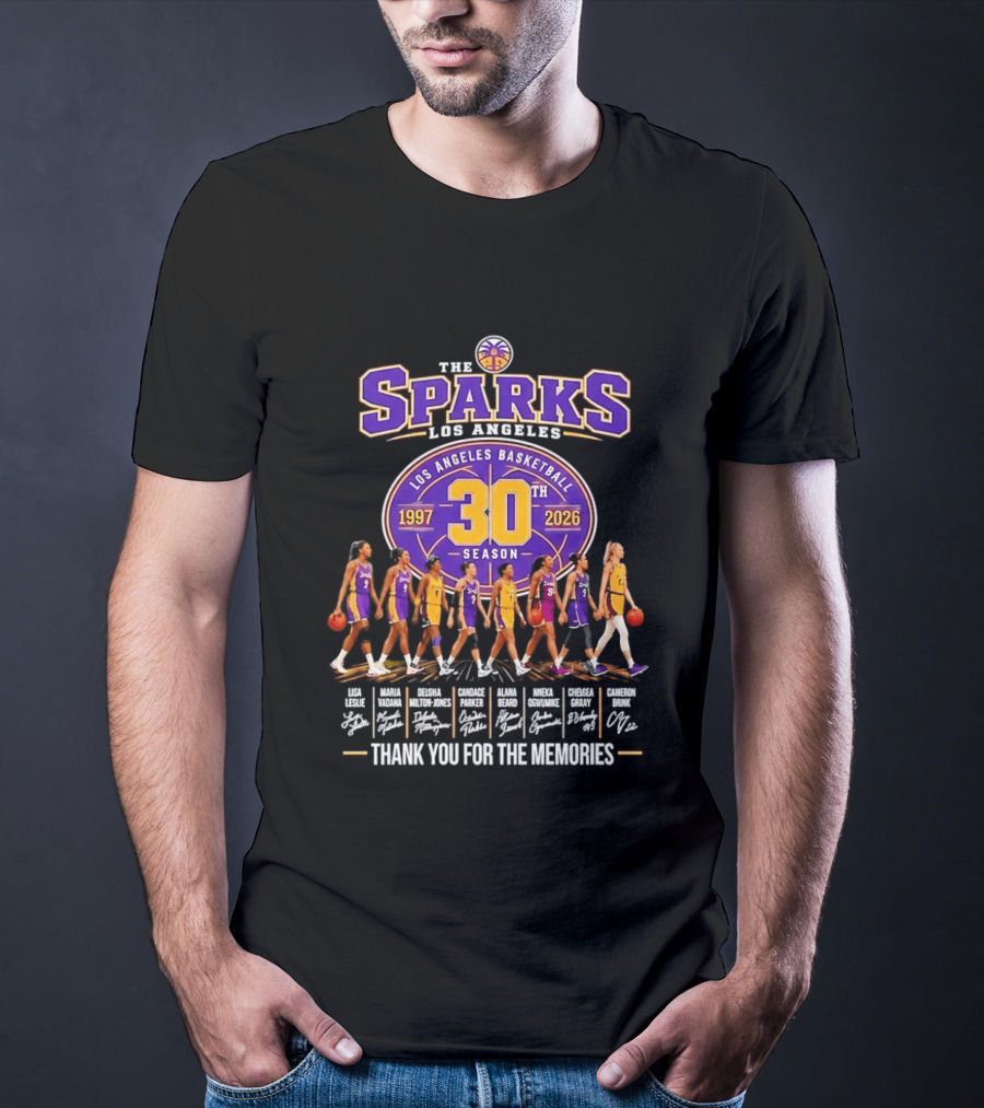 Los Angeles Sparks 30th Season 1997 2026 Basketball Thank You For The Memories Signatures T-Shirt