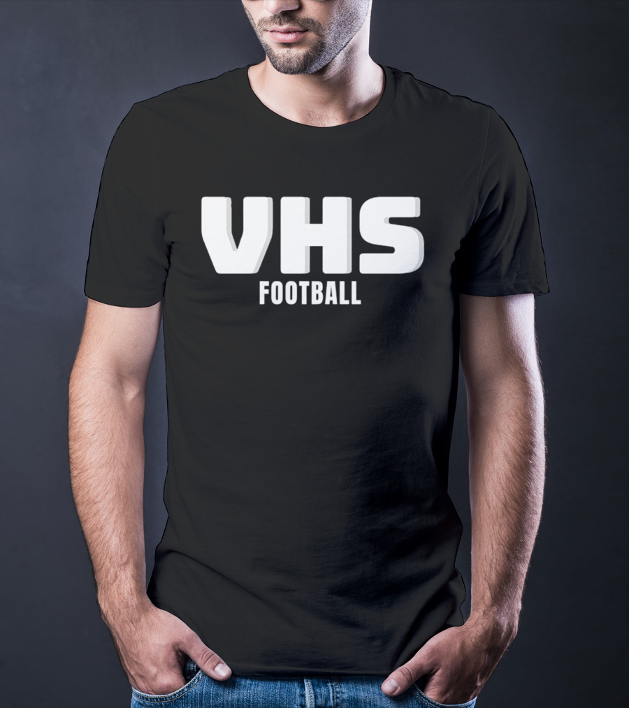 VHS Football Light Grey Textured Block Drop Shadow T-Shirt