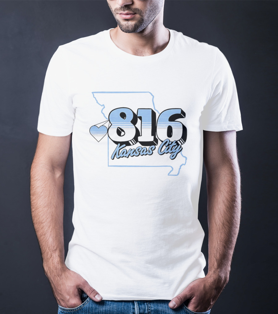 816 Kansas City Heart Map Love T-Shirt